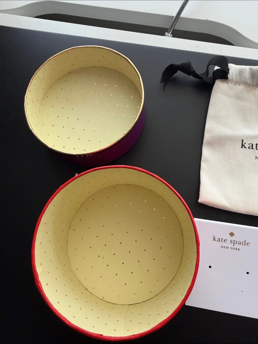 kate spade Purple and Red Round Jewelry Box with Pouch